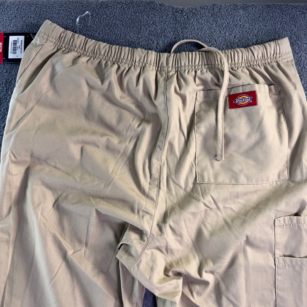 TALL Dickies Medical Scrub Pants Khaki Tan Drawstring Cargo Small 86206T KHIZ - Picture 3 of 10
